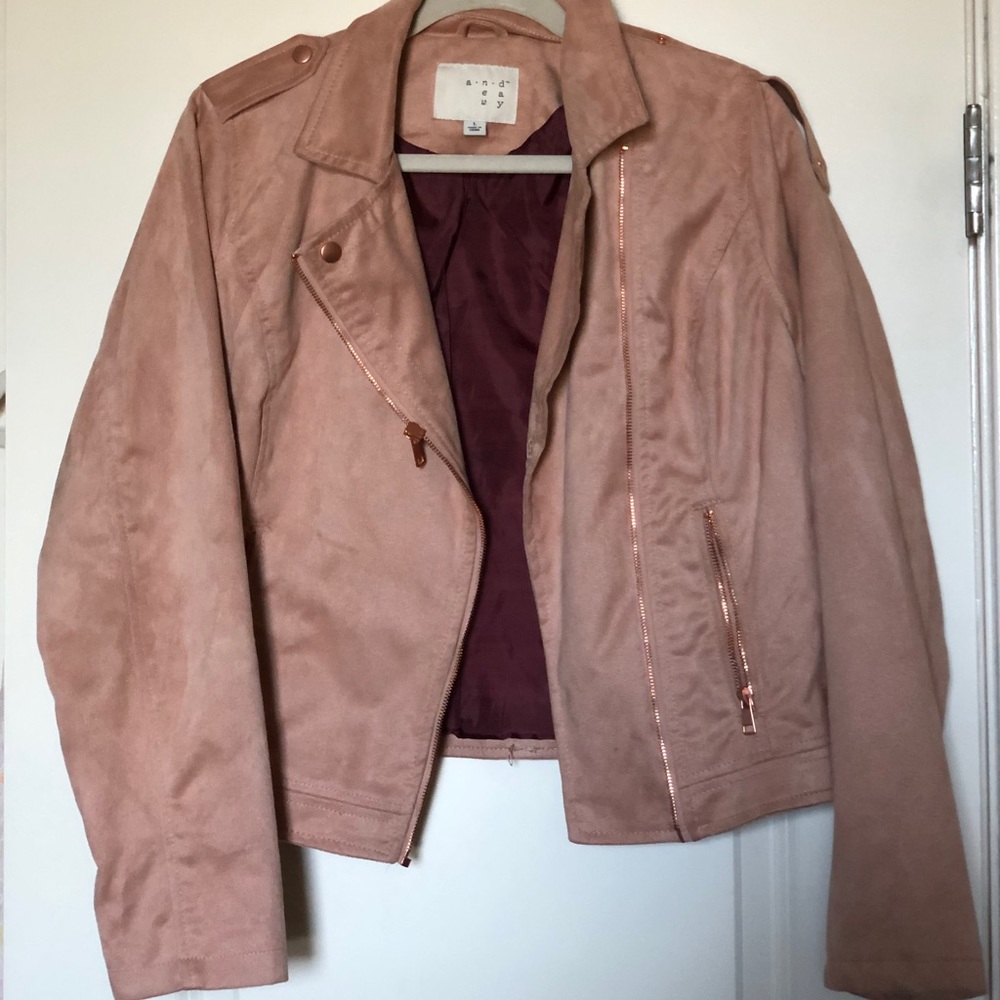 Blush pink suede leather jacket